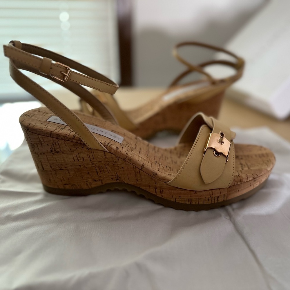 Stella McCartney cork wedge buckle sandles tan 41 - Picture 7 of 10